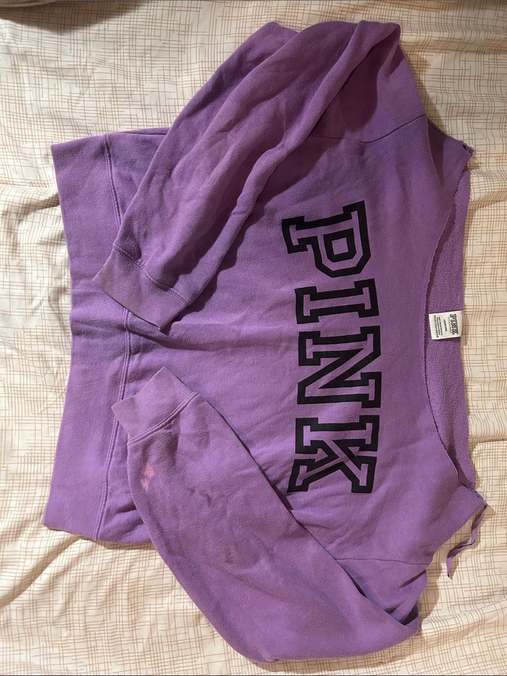 PINK Victoria's Secret Lavender Cropped Sweatshirt with Bold PINK Logo